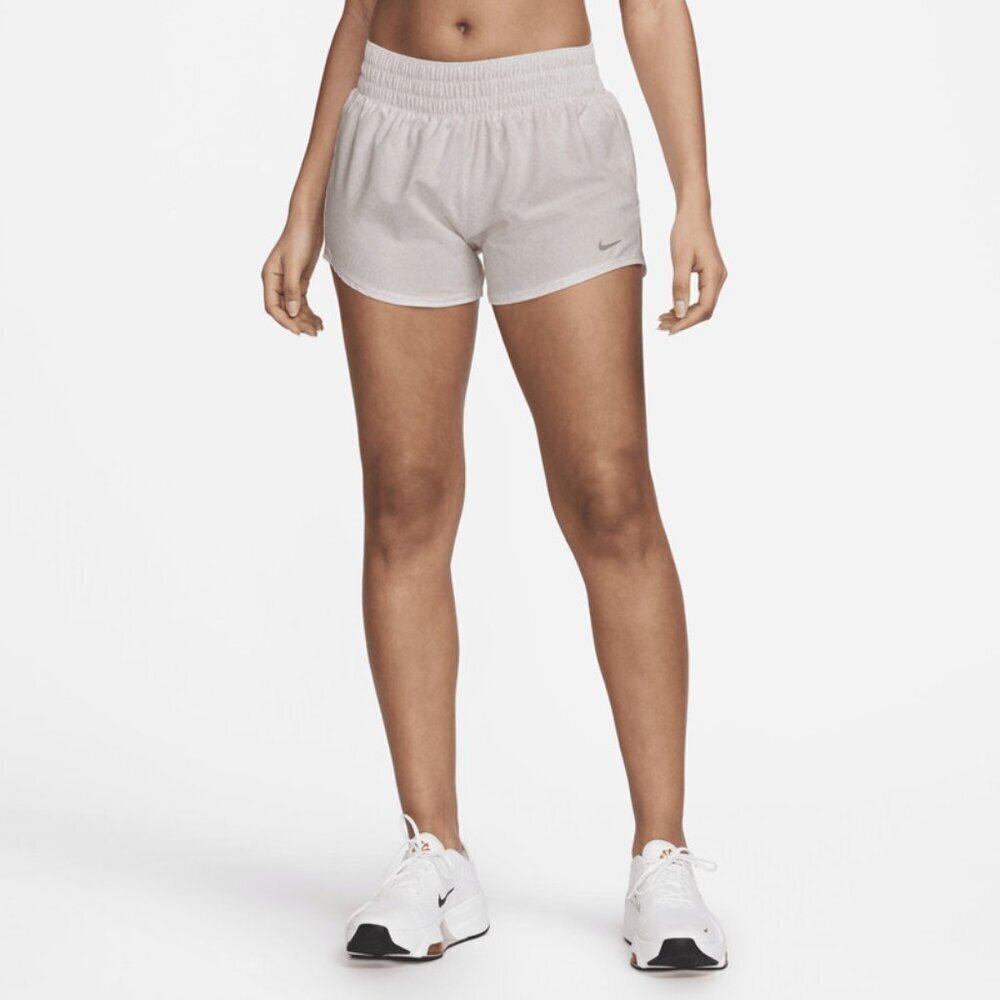 NWT Nike One Dri-FIT Mid-Rise 3" Brief Lined Cream Print Running Shorts